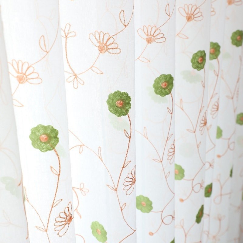 Garden Embroidered Window Screen – Elegant & Decorative Window Covering