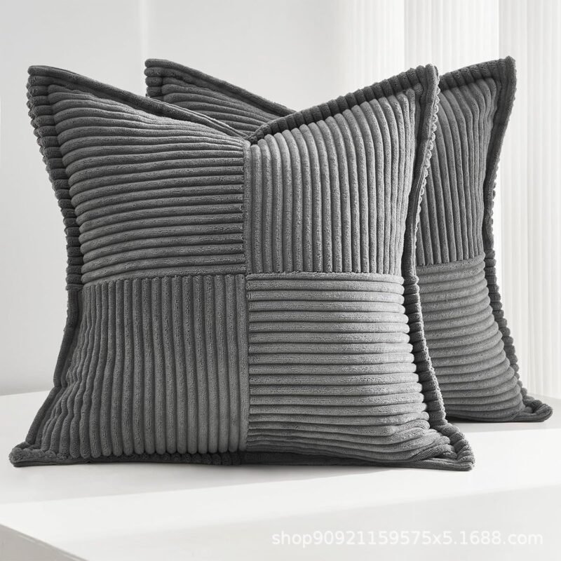 Corduroy Pillow Covers – Super Soft Boho Striped Throw Pillows for Couch & Living Room Decor