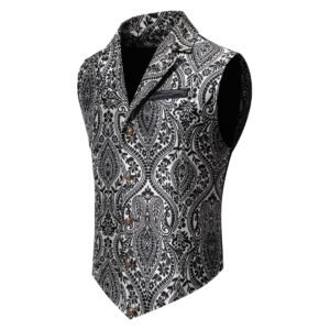 Men's Casual Polo Collar Single-Breasted Jacquard Suit Vest – Stylish & Comfortable