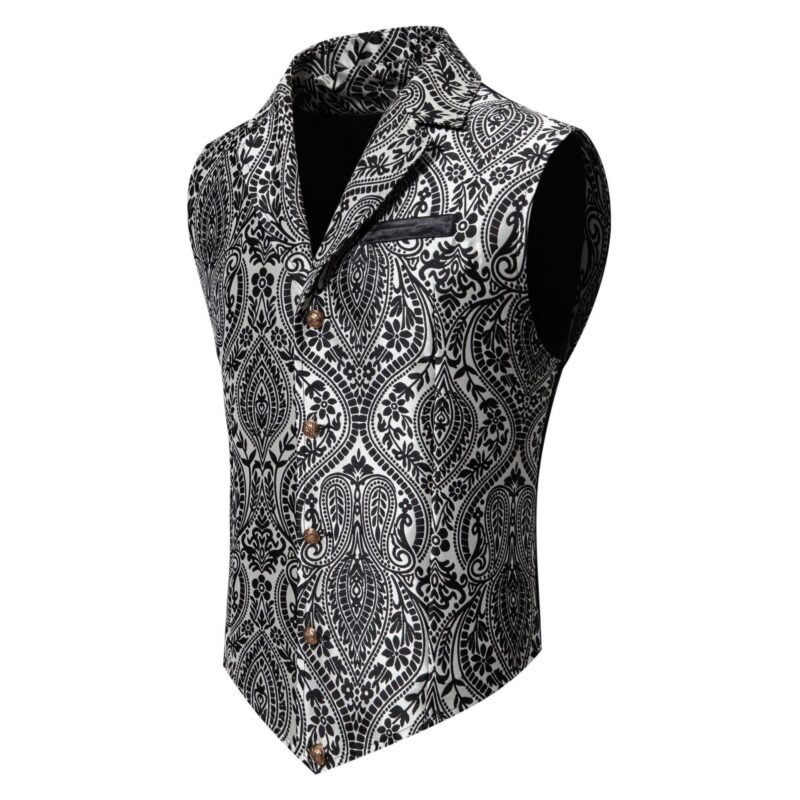 Men's Casual Polo Collar Single-Breasted Jacquard Suit Vest – Stylish & Comfortable