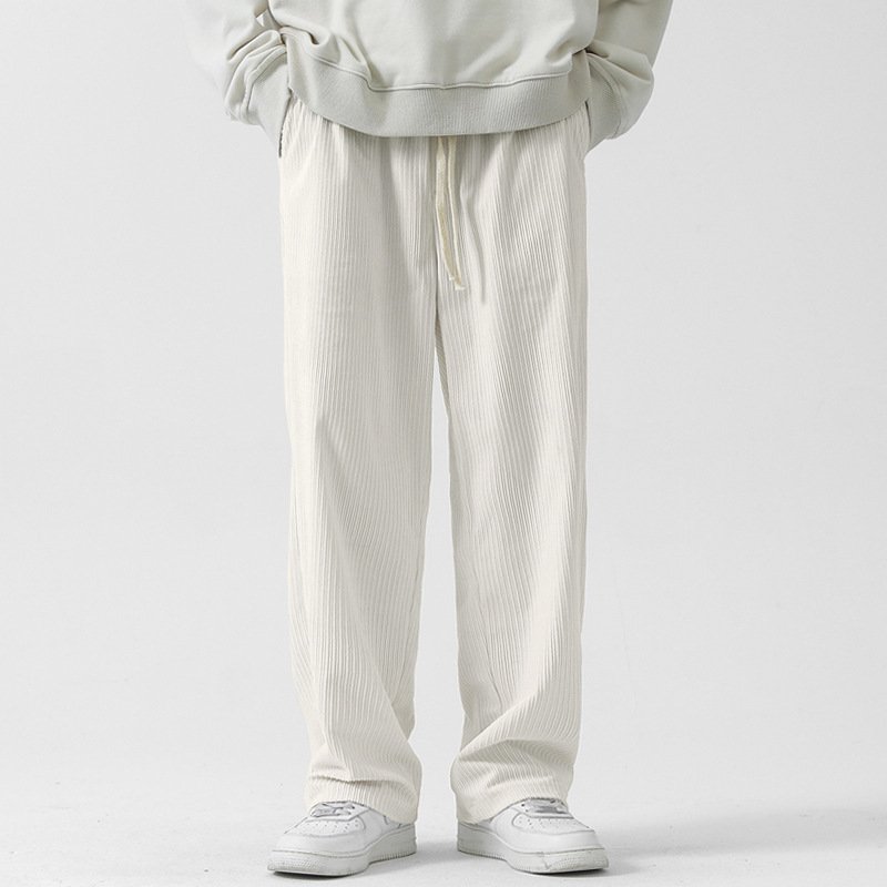 Fleece-Lined Thick Loose Straight Corduroy Pants – Warm & Comfortable Winter Wear