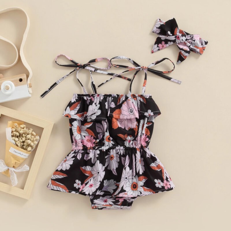 Baby Floral Strap Jumpsuit Gown – Adorable & Comfortable Outfit for Babies