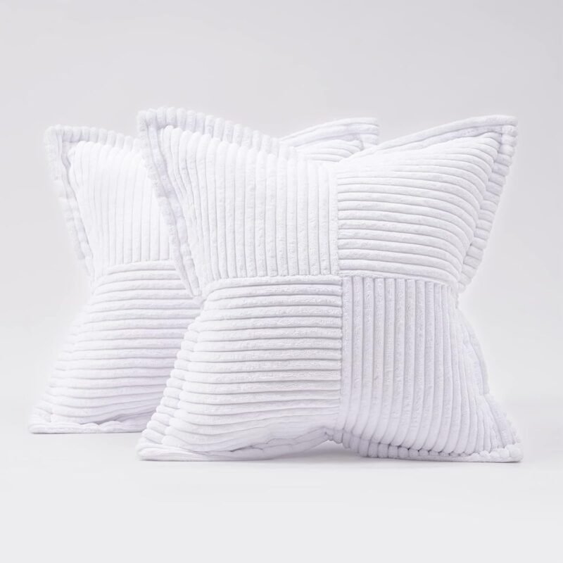 Corduroy Pillow Covers – Super Soft Boho Striped Throw Pillows for Couch & Living Room Decor