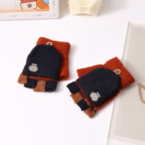 Children's Clamshell Half-Finger Warm & Cute Knitted Gloves – Cozy Winter Accessories
