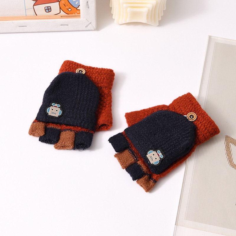 Children's Clamshell Half-Finger Warm & Cute Knitted Gloves – Cozy Winter Accessories