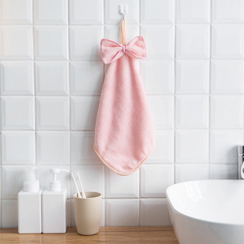 Home Thick Coral Fleece Hanging Face Towel – Absorbent Dish & Kitchen Towel