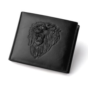 Men's Zipper Wallet - Lion Embossed Pattern Animal Design