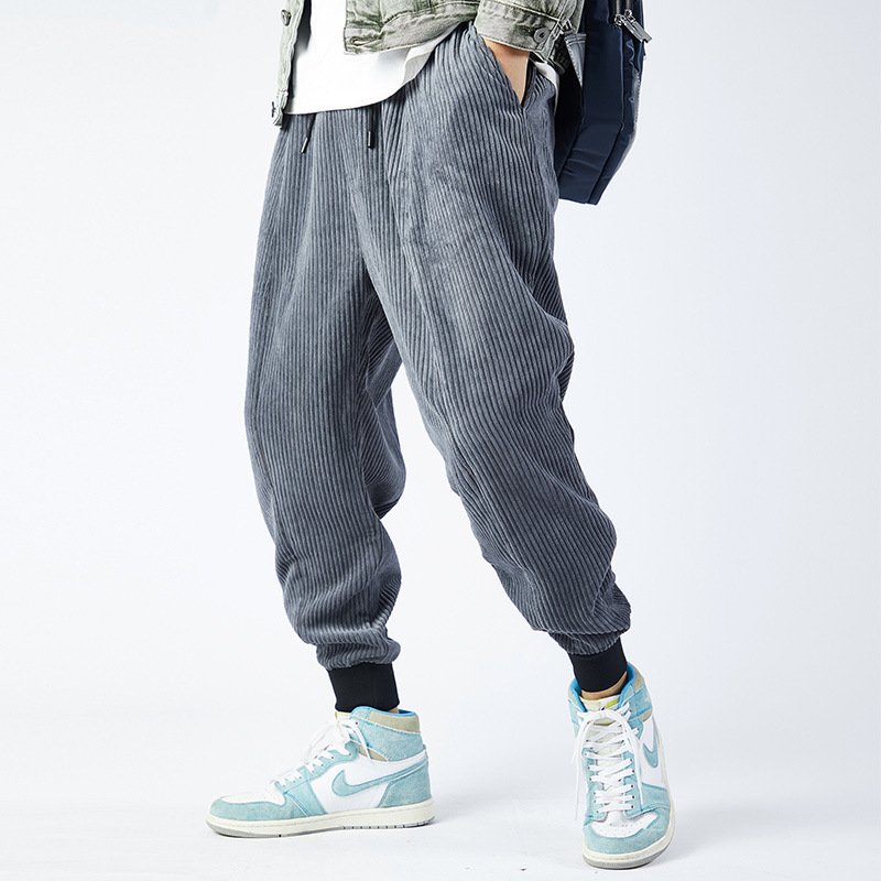 Men's Trendy Brand Fashion Corduroy Harem Pants – Loose & Stylish Streetwear