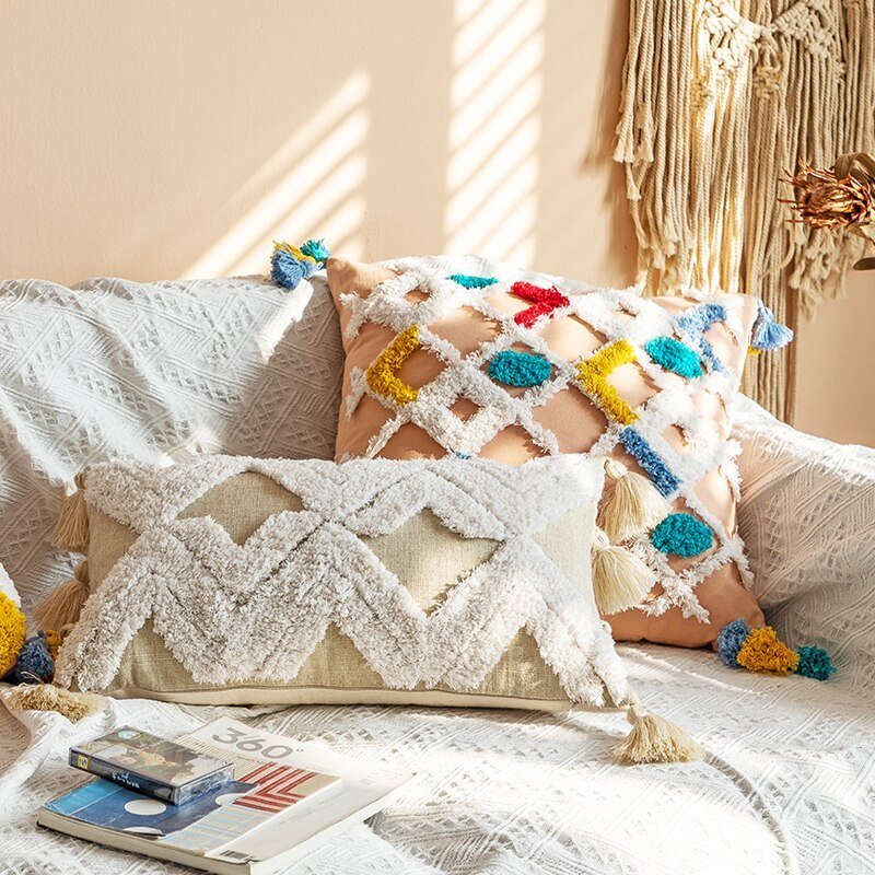 National Wind Tufted Cotton Canvas Pillowcase – Boho Chic Home Decor