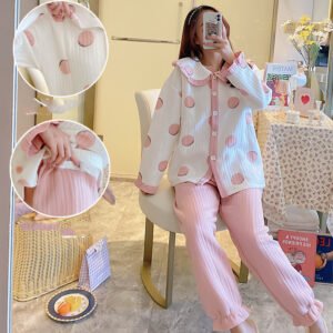 Maternity Winter Air Cotton Pajamas - Zipper Confinement Clothing