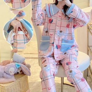 Maternity Winter Air Cotton Pajamas - Zipper Confinement Clothing