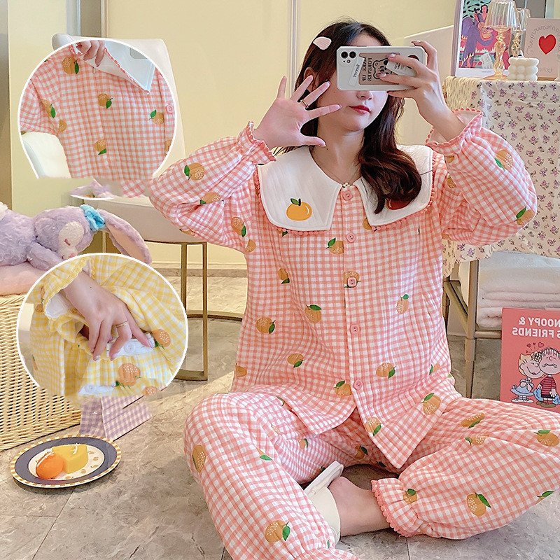Maternity Winter Air Cotton Pajamas - Zipper Confinement Clothing