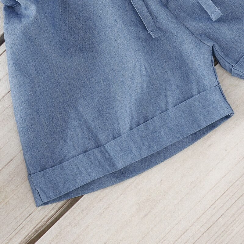 Jumpsuit & Denim Headband Two-Piece Set – Stylish & Comfortable Outfit for Girls