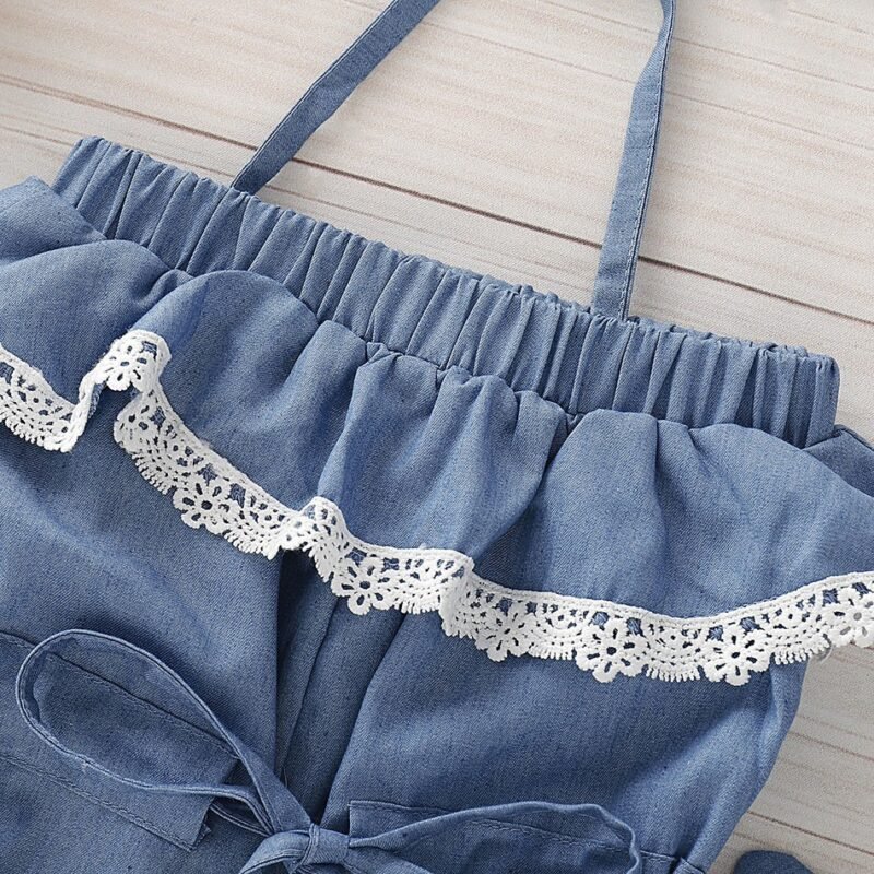 Jumpsuit & Denim Headband Two-Piece Set – Stylish & Comfortable Outfit for Girls