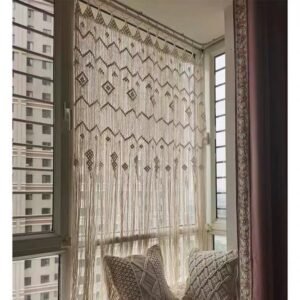 Finished Hoop Door Curtain – Bohemian Tapestry, Handwoven European Style Window Treatment