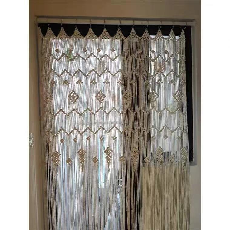 Finished Hoop Door Curtain – Bohemian Tapestry, Handwoven European Style Window Treatment