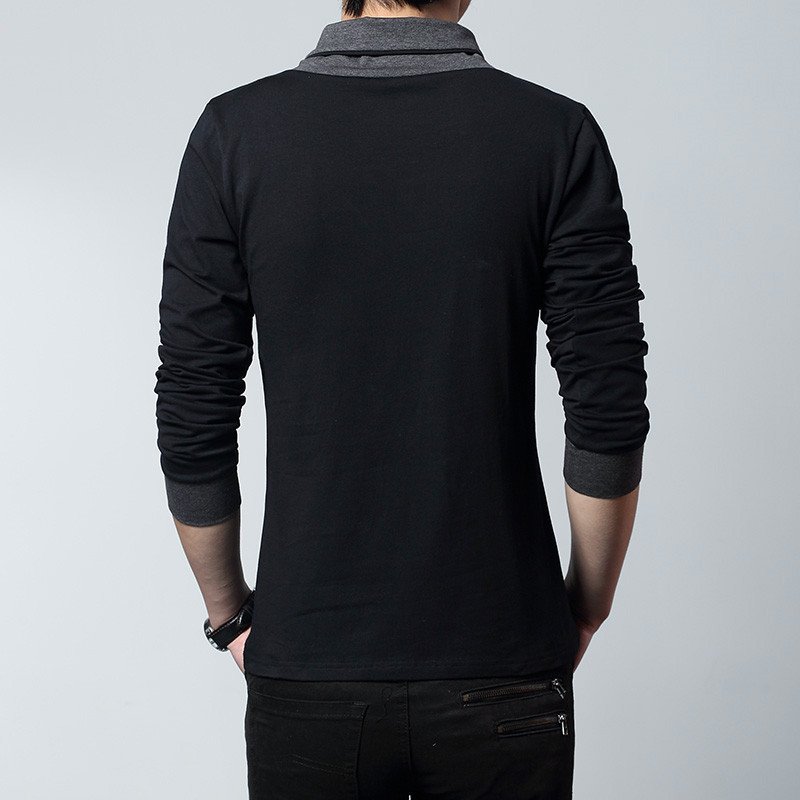 Men's V-Neck Long-Sleeved T-Shirt – Spring & Autumn Casual Wear