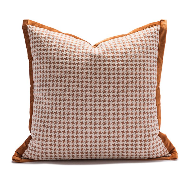 Tassel Lace Pillow – Modern Wine Houndstooth Orange Cushion Cover for Stylish Decor