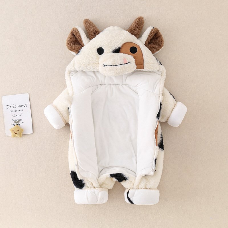 Winter Thickened Quilted Baby Jumpsuit – Warm & Cozy Infant Outerwear