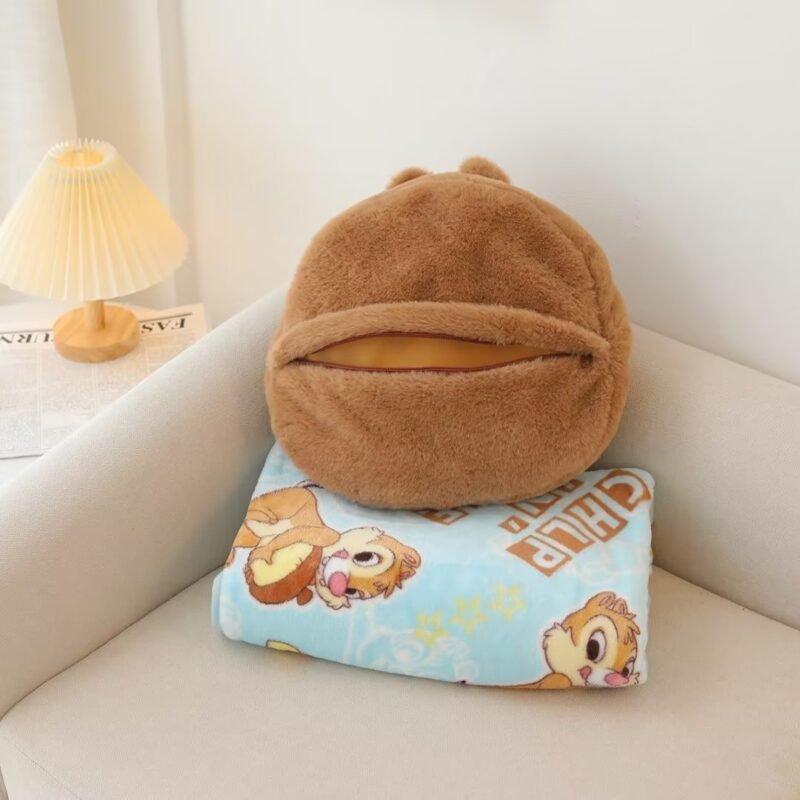 Cartoon Chipmunk Cushion Car Pillow – Soft Air Conditioning Blanket for Comfort