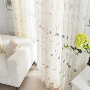 Garden Embroidered Window Screen – Elegant & Decorative Window Covering
