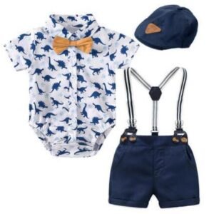 Baby Boy Summer Short-Sleeve Shorts Suit – Stylish Gentleman Outfit for Boys