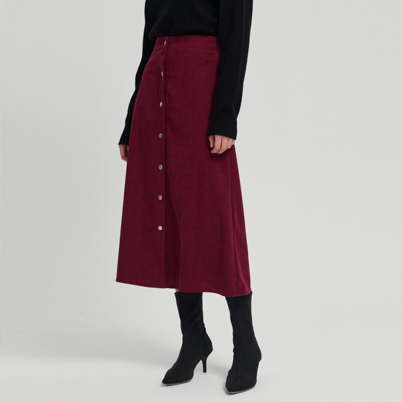 Corduroy High Waist Long Skirt - Stylish and Comfortable