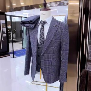 Men's Plaid Wedding Suit - Casual 3-Piece Set for Grooms & Formal Events