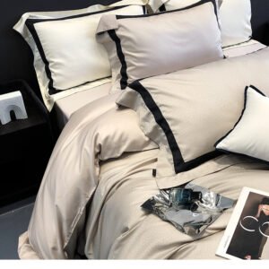 High-End Minimalist Tencel Cotton Bedding – Vintage Active Printing 4-Piece Home Textile Set