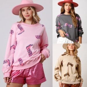 Women's Valentine's Day Sequined Long-Sleeved Sweater - Stylish Sweatshirt