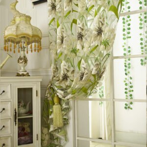 White Striped Yarn Translucent Curtain – Elegant Bedroom Window Treatment