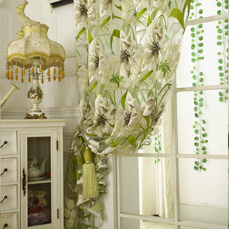 White Striped Yarn Translucent Curtain – Elegant Bedroom Window Treatment