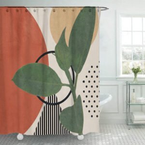 Simple Geometric Shower Curtain – Waterproof Polyester Bathroom Curtain for Modern Style