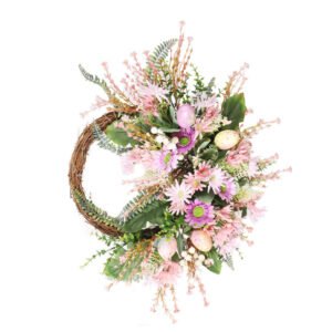 Home Decoration Easter Wreath – Wild Chrysanthemum Half-Edge Wreath with Eggs