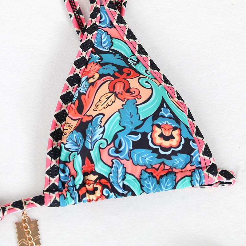 Retro 4-Color Printed Women's Swimwear Bikini – Vintage Style Beachwear