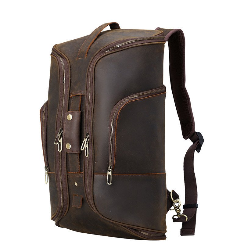 Men's Fashion Top Layer Leather Backpack - Stylish & Durable Everyday Bag