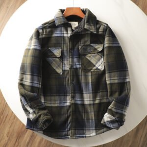 Fleece Lined Warm Loose Wool Plaid Shirt for Men - Cozy and Stylish