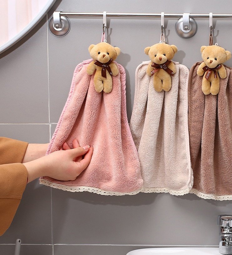 Coral Velvet Dish Towel – Absorbent Hanging Bathroom Towel for Quick Drying
