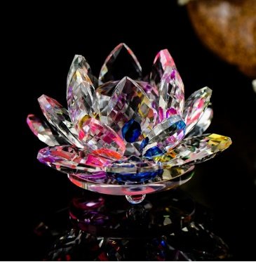 80mm Quartz Crystal Lotus Flower Crafts – Feng Shui Glass Paperweight, Home & Wedding Party Decor Gifts
