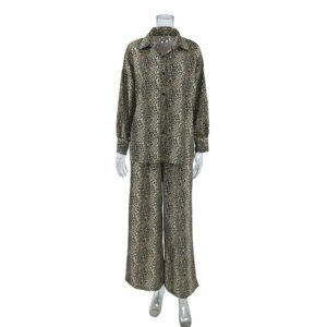 Stylish Leopard Print Loose Ice Silk Pajamas for Women |Fashionable & Comfortable Sleepwear