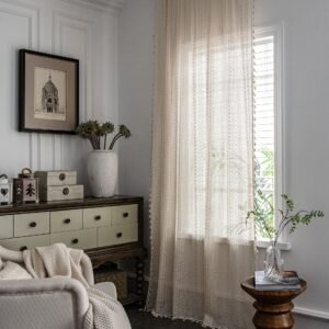 Translucent American Country Hollow Crochet Curtain – Elegant Window Treatment