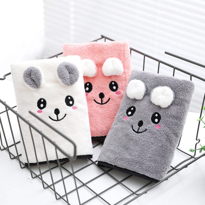 Coral Velvet Bath Towel Two-Piece Set – Rabbit Ears & Koala Bear Design in Gift Box
