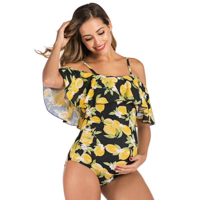 Ruffled One-Piece Maternity Swimsuit - Stylish & Comfortable Pregnancy Swimwear