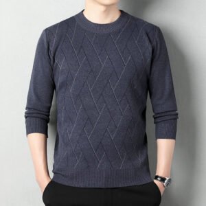 Men's Loose Multicolor Round Neck Warm Sweater – Cozy and Stylish Winter Wear