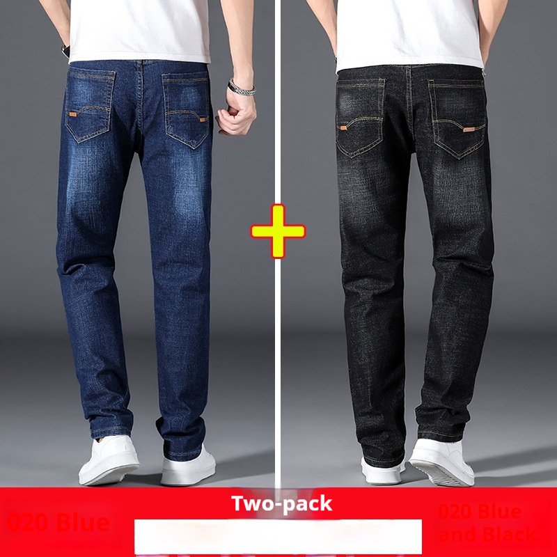 2- Pack Men's Summer Thin Loose Straight Jeans - Lightweight Casual Denim