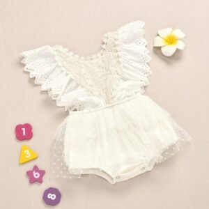 Sleeveless Lace Baby Creeper - Soft & Elegant Baby Outfit for Warm Weather
