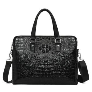 Men's Crocodile Pattern Business Computer Bag | Genuine Cowhide Shoulder Briefcase