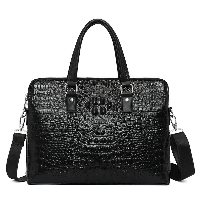 Men's Crocodile Pattern Business Computer Bag | Genuine Cowhide Shoulder Briefcase