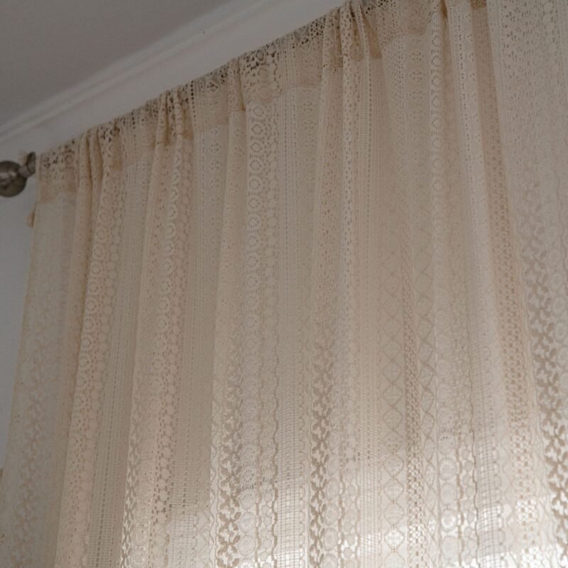 Translucent American Country Hollow Crochet Curtain – Elegant Window Treatment
