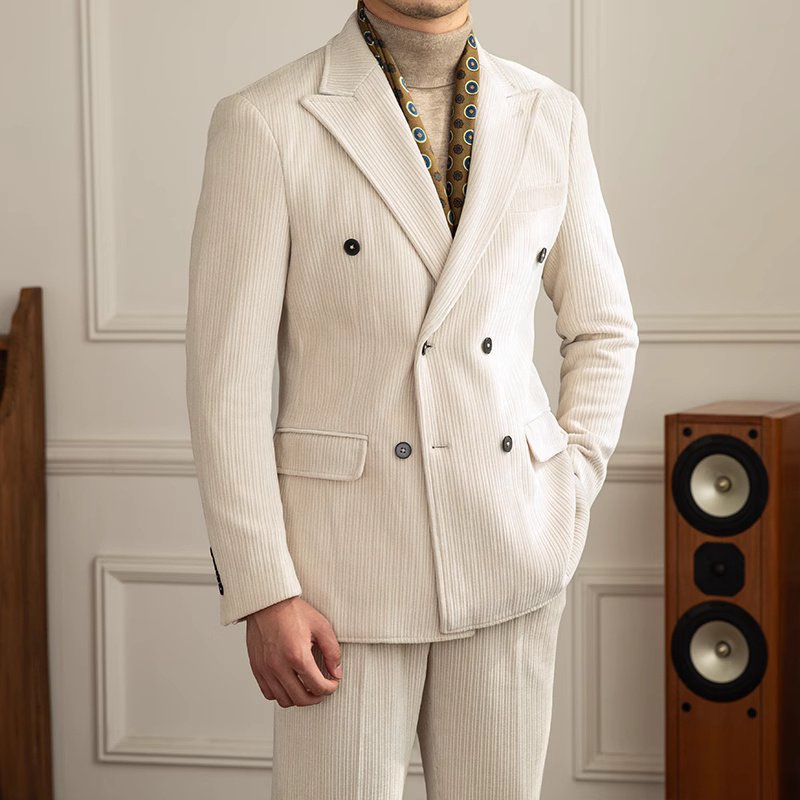 Gentleman Style Double Row Buckle Suit Set – Classic & Stylish